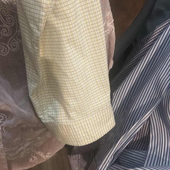 E oficio XL long sleeve, men’s button up shirt, yellow, white and gray - Picture 4 of 6